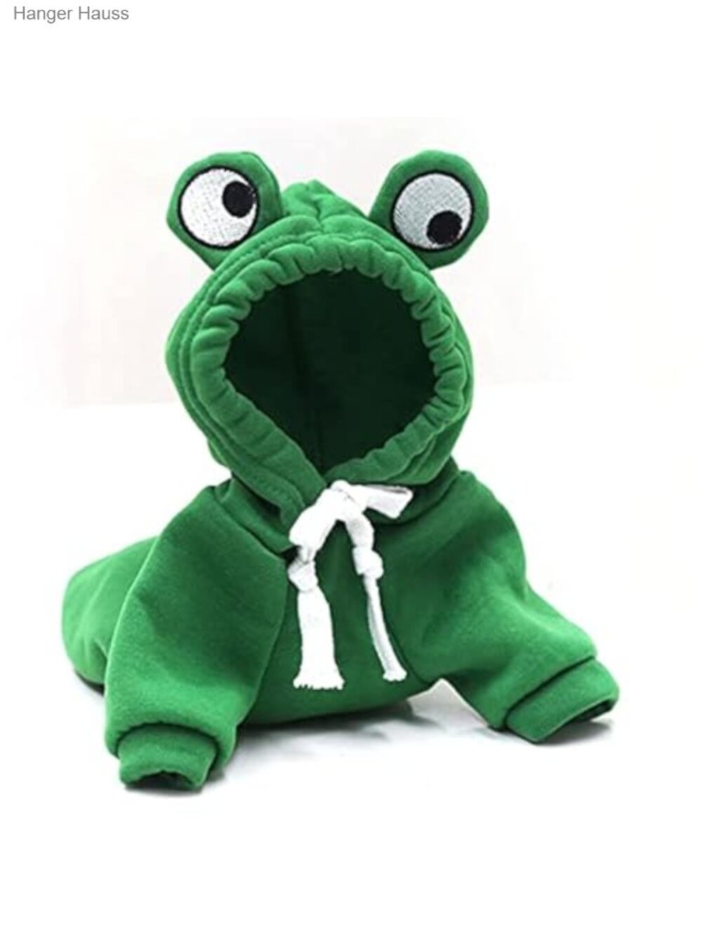 Fleece Lined Dog Hoodie Coat Frog Hood Winter Warm Pet Clothes